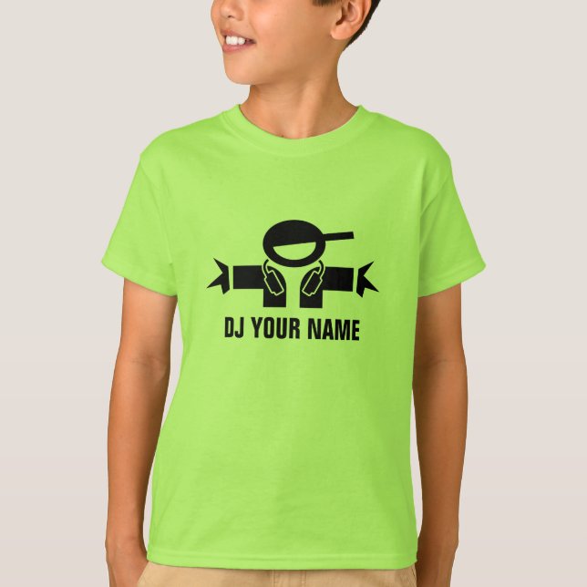 Personalizable lime green DJ t shirt for kids (Front)