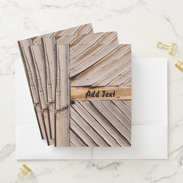Personalizable Locked Wooden Doors Pocket Folder (In Situ)