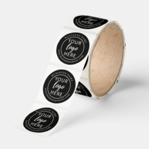 Personalizable Modern Black Business Logo Classic Round Sticker