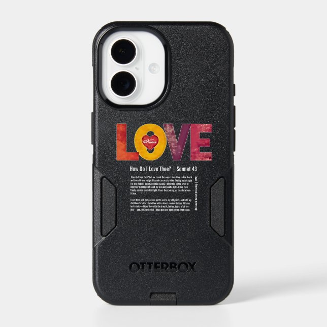 Personalizable Modern Black Sonnet 43 Valentine's  Otterbox iPhone Case (Back)