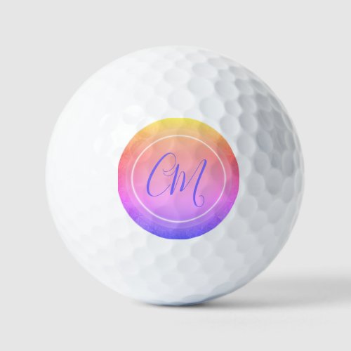 Personalizable monogram pink gradient Golf Balls