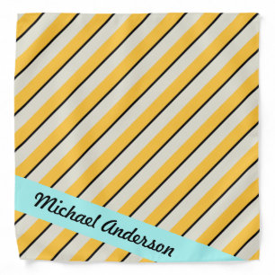 Personalizable Mustard Yellow Gray Black Stripes Bandana