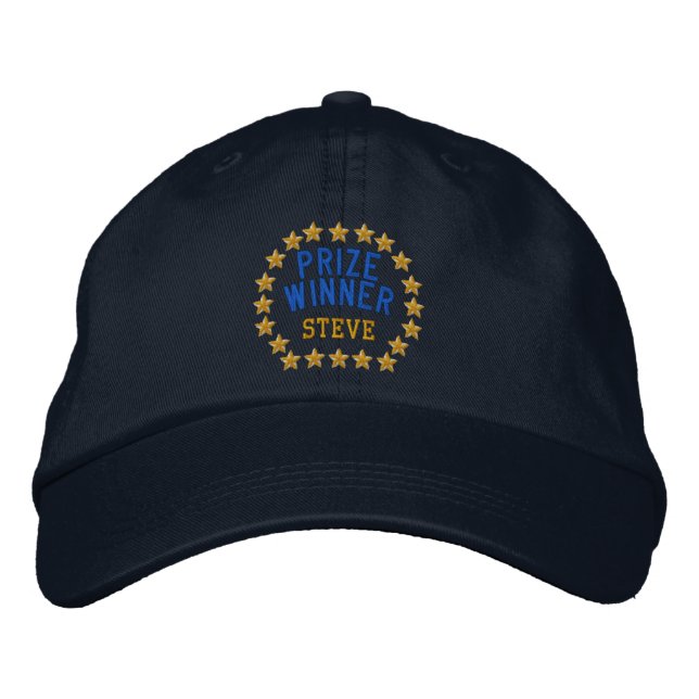 Personalizable Name Year Prize Winner Stars Embroidered Baseball Cap (Front)
