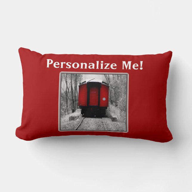 Personalizable Old Fashioned Train Photo Lumbar Pi Pillow (Front)