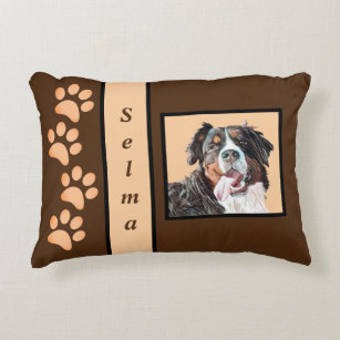 Personalizable Pastel Bernese Mountain Dog Pillow