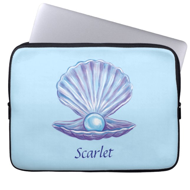 Personalizable Pearl of the Ocean (Blue)  Laptop Sleeve (Front)
