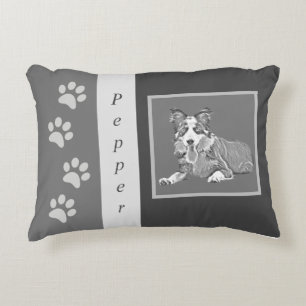Personalizable Pencil Border Collie Accent Pillow