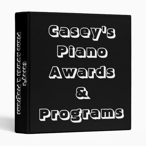 Personalizable Piano Awards  Programs Binder