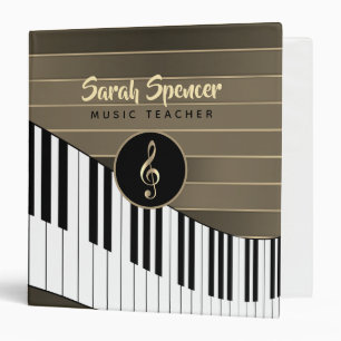 Personalizable Piano Music Teacher 3 Ring Binder