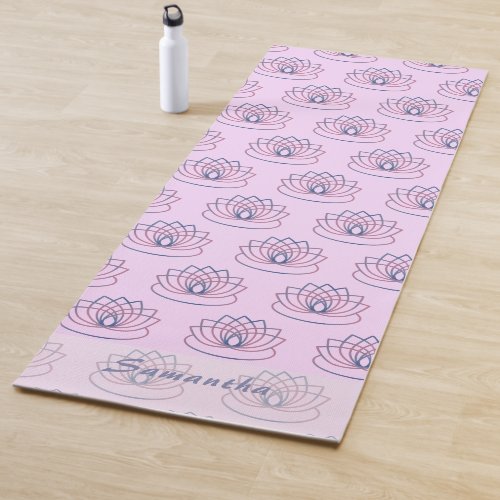 Personalizable Pink and Purple Lotus Flower Yoga Mat