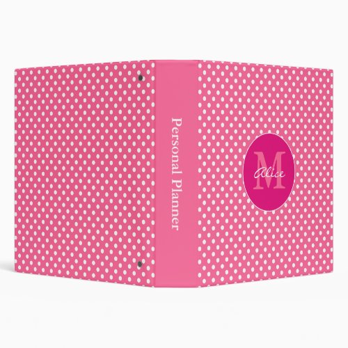 Personalizable Polka Dots Monogram _ Binder