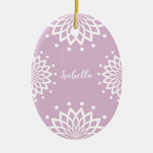 Personalizable Purple White Simple Vintage Easter Ceramic Ornament