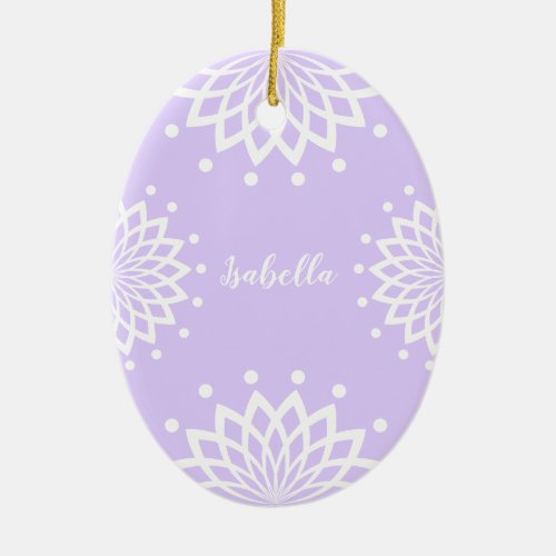 Personalizable Purple White Simple Vintage Easter Ceramic Ornament