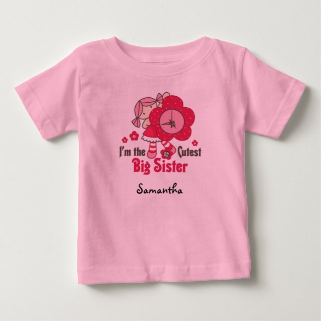Personalizable Rag Doll Cutest Big Sister Baby T-Shirt (Front)