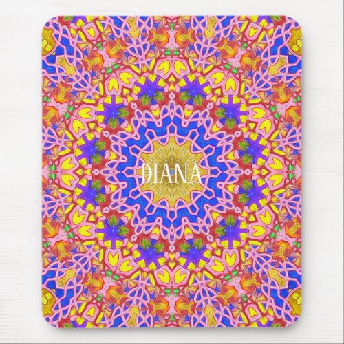 Personalizable Rainbow Kaleidoscope mandala Mouse Pad