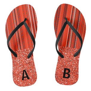 Personalizable Red Black White Flip Flops
