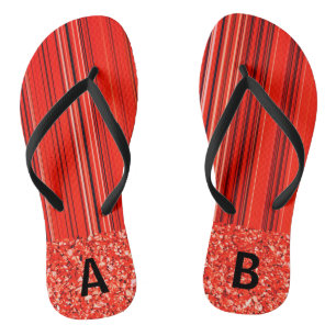 Personalizable Red Black White Flip Flops