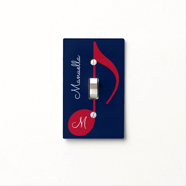 personalizable red musical note light switch cover (In Situ)