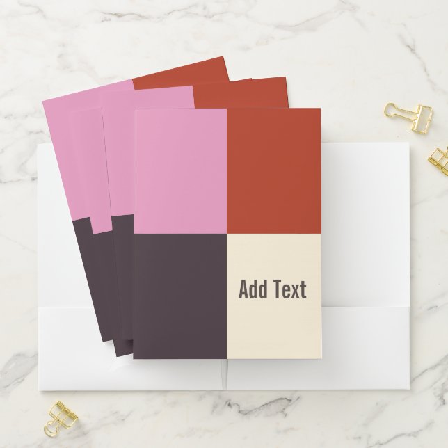 Personalizable Red Pink Deep Eggplant Ivory Pocket Folder (In Situ)