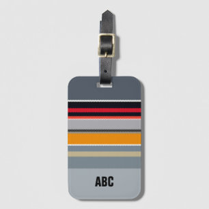 Personalizable Red Yellow Blue Silver Stripes Luggage Tag