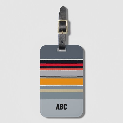 Personalizable Red Yellow Blue Silver Stripes Luggage Tag
