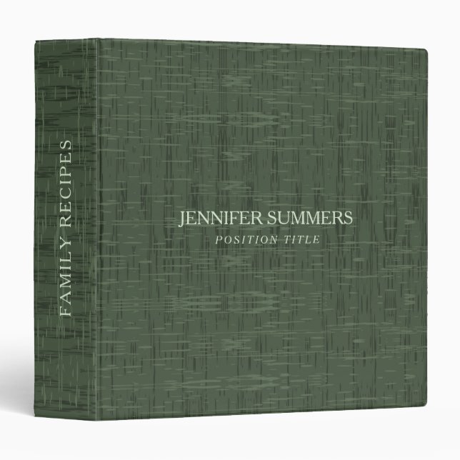 Personalizable Rustic Dark Green Background  3 Ring Binder (Front/Spine)