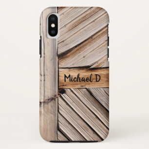 Personalizable Rustic Wooden Door with Chain Lock iPhone XS Case