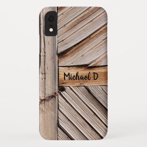 Personalizable Rustic Wooden Door with Chain Lock iPhone XR Case