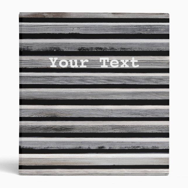 Personalizable Simple Wood Stripe Pattern 3 Ring Binder (Front)