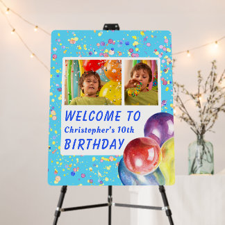 Personalizable Sky Blue Welcome Child's Birthday Foam Board