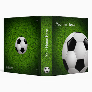 Personalizable Soccer Football on green grass 3 Ring Binder