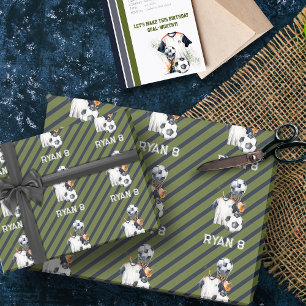 Personalizable Soccer Theme Gift Wrap