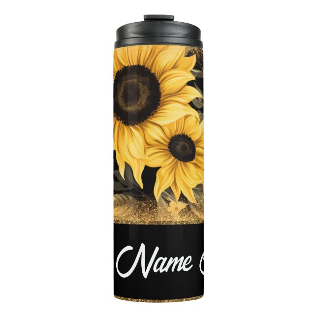 Personalizable Sunflower and Glitter Tumbler (Front)