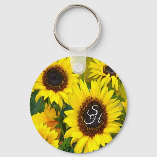 Personalizable Sunny Sunflowers Key Ring