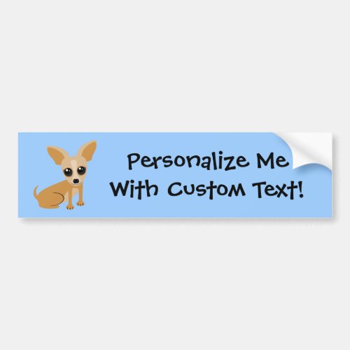 Personalizable Tan Chihuahua Blue Bumper Sticker