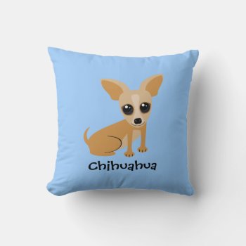 Personalizable Tan Chihuahua Blue Throw Pillow by ne1512BLVD at Zazzle