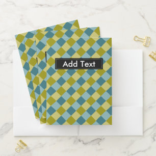 Personalizable Teal Blue Gold Yellow Pattern Pocket Folder