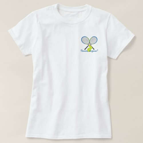 Personalizable Tennis Anyone Crossed Rackets T_Shirt