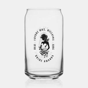 Personalizable Text Bride with Flowers Silhouette Can Glass