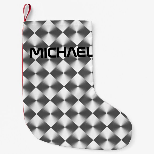 Personalizable Trendy Modern Space Gray Pattern Small Christmas Stocking (Front)