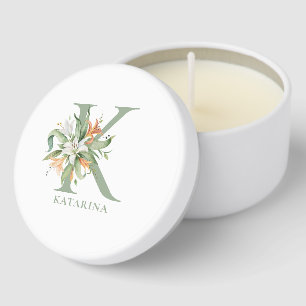 Personalizable Tropical Flowers Monogram Mini Cand Candle Favors