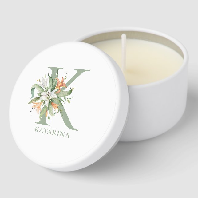 Personalizable Tropical Flowers Monogram Mini Cand Candle Favors (Corner)