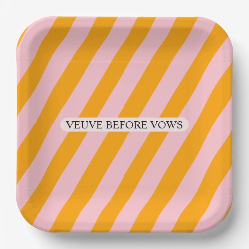 Personalizable Veuve Before Vows Pink and Orange  Paper Plates