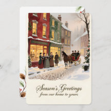 Personalizable Vintage Flat Holiday Card