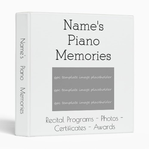 Personalizable with Name Piano Memories Scrapbook 3 Ring Binder