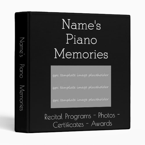 Personalizable with Name Piano Memories Scrapbook  3 Ring Binder