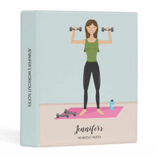 Personalizable Workout Notes Weight Lifting Girl Mini Binder