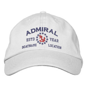 Personalizable YEAR and Names Admiral Yacht Flag Embroidered Baseball Cap