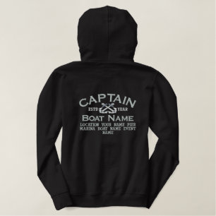 Personalizable YEAR and Names Captain Anchors Embroidered Hoodie