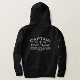 Personalizable YEAR and Names Captain Yacht Flag Embroidered Hoodie